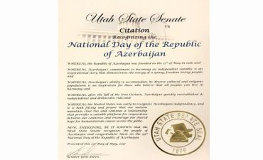 ABŞ-ın Yuta Ştat Senatı Azərbaycanın Respublika gü