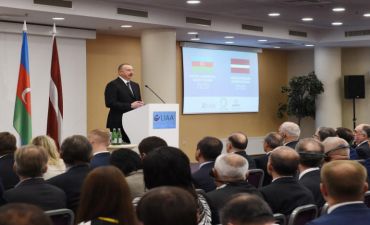 Prezident İlham Əliyev Azərbaycan-Latviya biznes f